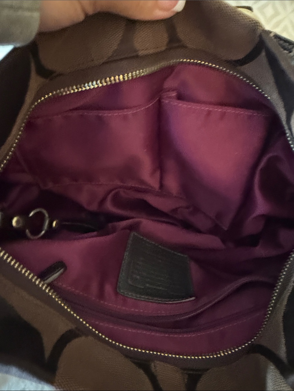 Authentic Coach Carly Signature Jacquard Chocolate Hobo Bag - Picture 7 of 14